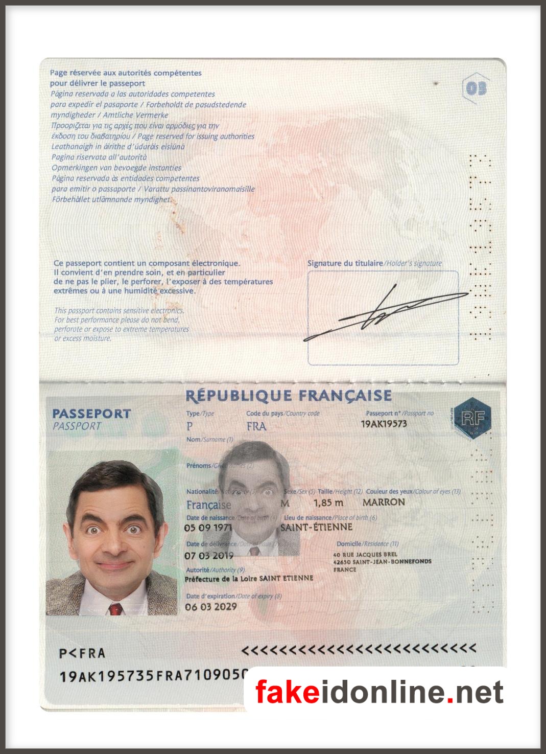 France Passport Template PSD